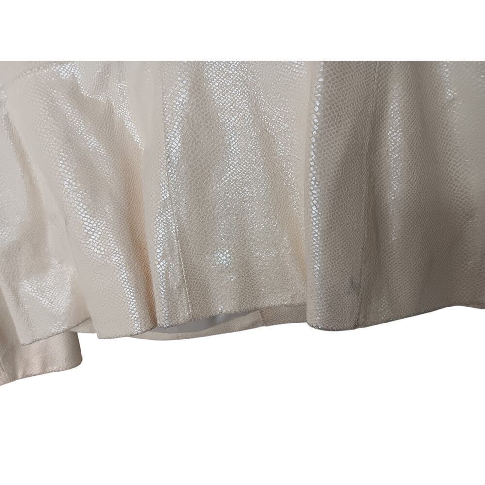 Tesori Womens Jacket Sz L Beige Cream Textured Leather Zip Front Pockets Lined - Picture 13 of 16